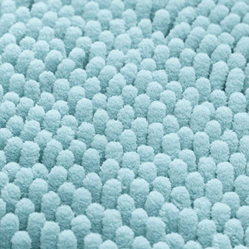 HOMEIDEAS 3 Pieces Bathroom Rugs, Ultra Soft Non Slip Absorbent Chenille Toilet Bath Mat Set (Light Blue) - color: Blue-light Blue, size: 17"x24"+20"x32"+U Shape 20"x24"