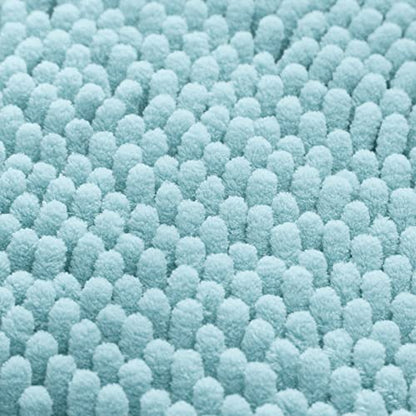 HOMEIDEAS 3 Pieces Bathroom Rugs, Ultra Soft Non Slip Absorbent Chenille Toilet Bath Mat Set (Light Blue) - color: Blue-light Blue, size: 17"x24"+20"x32"+U Shape 20"x24"