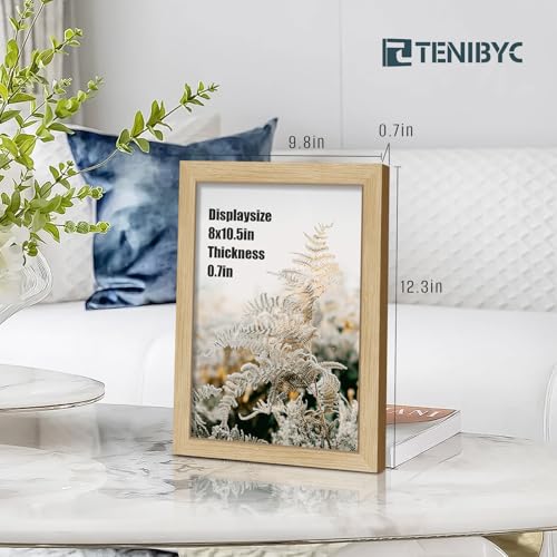 8.5x11 Picture Frame Set of 3 - Light Oak, Natural Wood Certificate & Diploma Frame with HD Tempered Glass, Tabletop Display - color: Oak, size: 8.5 X 11, style: 3 Pack