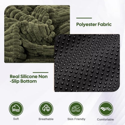 idee-home Recliner Cushions with Lumbar Support Pillow Set for Elderly | 20x20x5 Inch Recliner Seat Cushion Tufted, Large Square Seat Cushion Non-Slip Reduce Hip & Lumbar Pain - color: Green Seat&lumbar