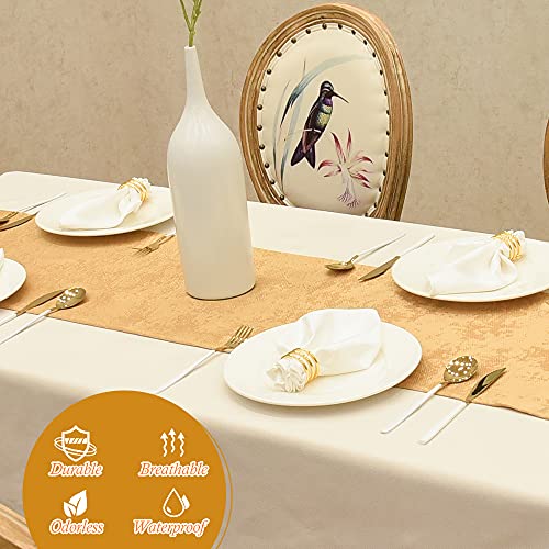 Faux Linen Sparkly Spring Gold Table Runner with Tassels 14x51 Inch Dresser Scarf Graduation Table Runner for Home Bedroom Party Birthday Wedding Bridal Baby Shower - color: Brilliant Faux Linen With Tassels- Gold, size: 51"x14"-1Pc