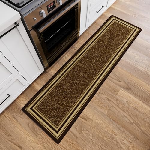 Ottomanson 2x6 Runner Rugs for Hallway – Kitchen Rug Runner - color: Border Brown, size: 1'10" x 6' (Runner)