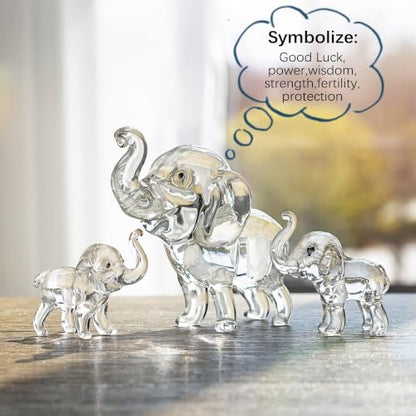 3Pcs Crystal Elephant Figurines Collectible Lucky Glass Animals Paperweight | K9 Crystal,Whimsical Home Decor,Elephant Statue Table Centerpiece,Birthday Gift For Women Mom,Delta Sigma Theta,Christmas - style: Elephant-3pcs