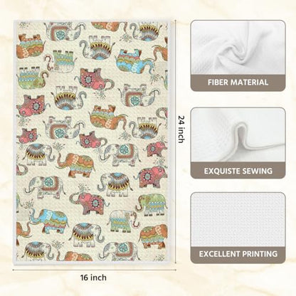 Elephants Kitchen Towels, Elephant Gifts Dish Towels for Kitchen, Highly Absorbent Hand Towel Tea Towel, Elephant Gift, 16 x 25 Inch Drying Towel Housewarming Gifts for Women Girls Sisters - color: Lm 314
