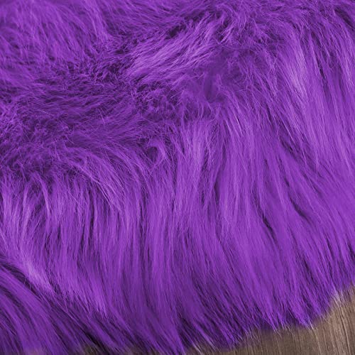 Latepis Small Furry 2x3 Purple Faux Fur Rug Fluffy Rugs Washable Shag AccentPlush Soft Rug for Bedroom Chair Seat Covers Throw Rugs Rectangle - color: Purple, size: 2' x 3' (Rectangular)