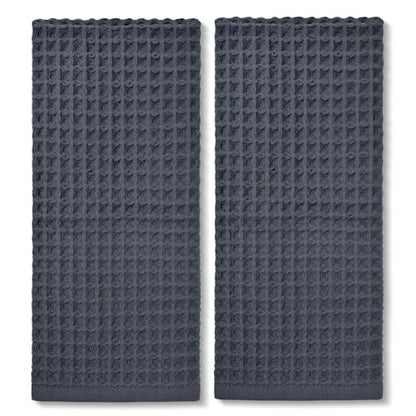 Jacquotha Waffle Hand Towels for Bathroom 2-Piece (Charcoal Blue) | Cotton Quick Dry Lint Free Face Towels 13” x 29” - color: Charcoal Blue