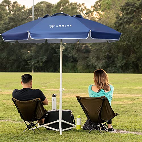 AMMSUN Shade Umbrella, Premium Portable Umbrella with Stand, 6.5ft Lightweight Free Standing Canopy for Sporting Games, Adjustable Instant Sun Protection and Easy to Carry, Navy Blue - color: Navy Blue