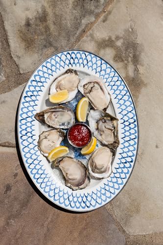 Golden Rabbit Enamelware Oval Platter, 12 x 16in, Fish Camp - color: Fish Camp