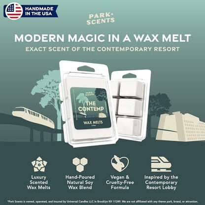 The Contemp – Theme Park Resort Hotel Inspired Luxury Candle Wax Melts – Clover Aloe Jasmine Wax Cubes – Vegan Soy Blend, Made in USA – Birthday Gifts for Women, Sister, Hostess (3 Pack)