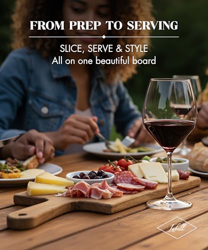 Labell Canadian Maple Wood Cutting Board with Handle, 7 x 14 x 0.75 in | Small, Multi-Purpose Charcuterie Board, Flat Paddle, for Meat, Cheese, Veggies - size: Small (7" x 14")