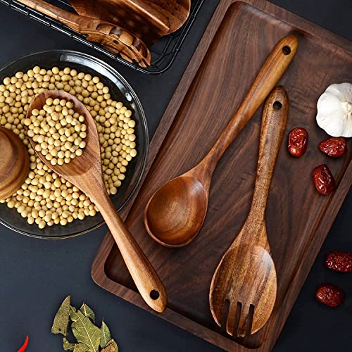 Wooden Spoons for Cooking,12 Wood Kitchen Utensils Set with Comfort Grip
