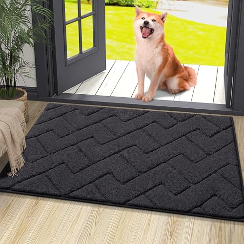 OLANLY Indoor Door Mat, 36x24, Dirt Resistant and Absorbent, Sturdy Non-Slip Rubber Backing, Easy to Clean, Washable Low-Profile Doormat for Entryway, Slate Gray - color: Slate Gray, size: 36" x 24"