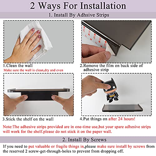 Stick-on Wall Shelf - Small Wall Mounted Adhesive Clear Acrylic Shelf Phone Holder Shelves Wipes Rack for Bathroom,Kitchen,Toilet,Office - Silver (A Set of Screws Included) - color: Silver