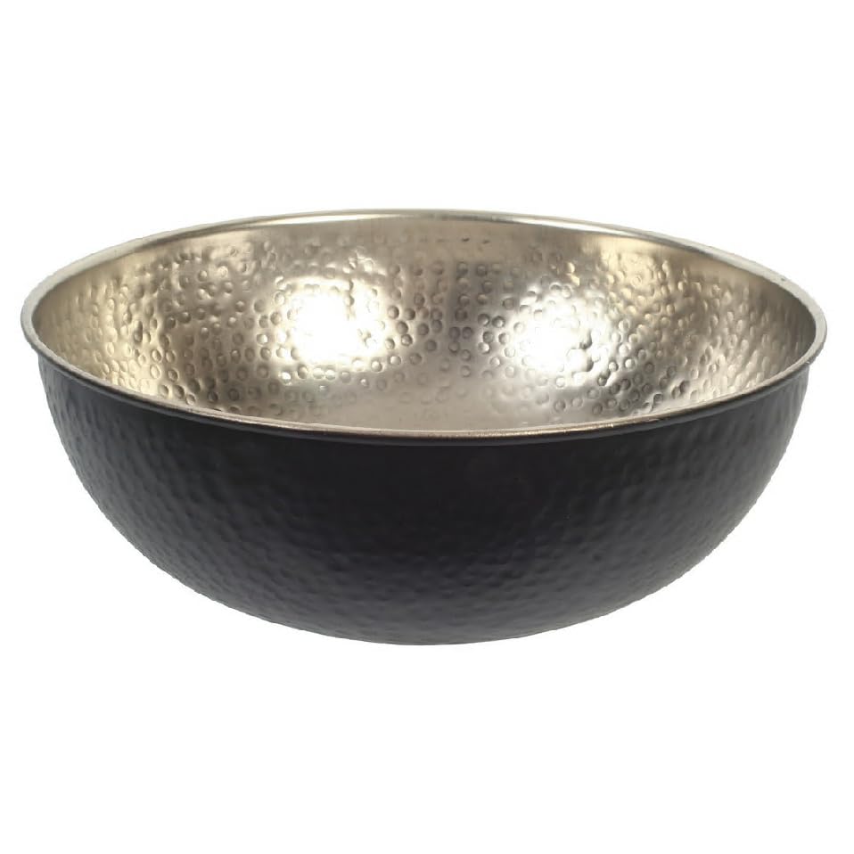 Hosley Metal Decorative Bowl Nickle & Black Finish, 10.25" Diameter – Perfect for Potpourri, LED Candles, Weddings, Centerpieces, Events & Home Décor - size: 10.25" Diameter x 1 count