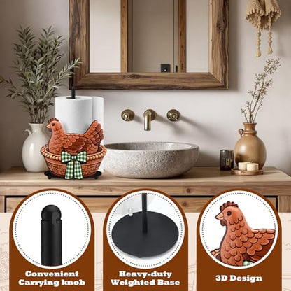 Hen Paper Towel Holder Black Metal Paper Towel Holder Large Decorative Tissue Stand Kitchen Decor Accessories for Home Party Bathroom Countertop Dining Table - style: Hen on Nest