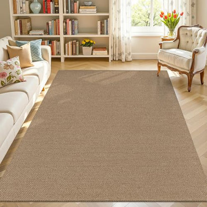 HEBE Cotton Woven Area Rugs for Living Room 5'x7', Washable Bedroom Rug | Non Slip Rubber Backed Cotton Rugs for Dining Room, Neutral Indoor Floor Carpet Throw Rug for Kids Room,Dorm,Office - size: 5' x 7' (Rectangular)