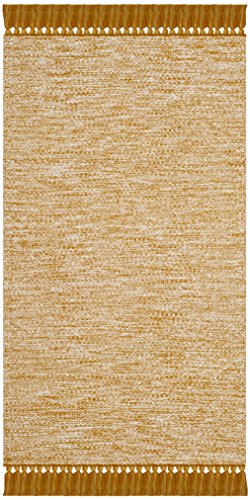 SAFAVIEH Montauk Collection Accent Rug - 2'3" x 3'9", Gold, Handmade Tassel Cotton, Ideal for High Traffic Areas in Entryway, Living Room, Bedroom (MTK610I) - color: Gold, size: 2'3" x 3'9" (Rectangular)