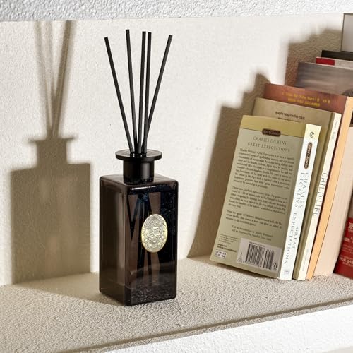 M&SENSE 10.14 oz Large Reed Diffuser Set | Sandalwood Vanilla Scent Oil Diffuser with Sticks | Hotel Collection Non-Toxic Essential Oil |for Bedroom Bathroom Living Room - color: Sandalwood Vanilla, size: 300ml