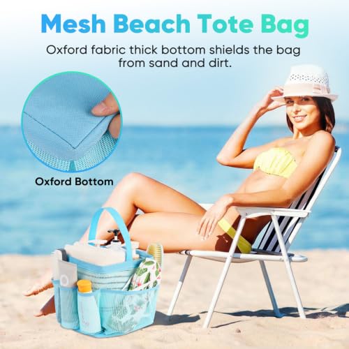 EUDELE Mesh Shower Caddy Portable, 8-Pocket Large Capacity, Quick Dry, Easy Clean, Ideal for Beach, Swimming, Gym, Travel - color: All Ice Blue