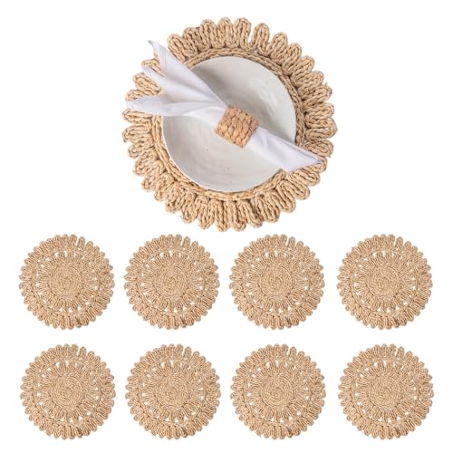 13.8" Set of 8 Round Woven Corn Husk Placemats by Laquedecraft | Protects Tables from Heat & Scratches, Perfect for Everyday Dining, Family Gatherings and Holiday Entertaining - size: Set of 8 (Dia 13.8)