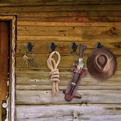 Rustic Cowboy Coat Key Hanger, Decorative Wall Mounted Coat Hooks, Cast Iron Hooks Coat Towel Bag Hat Hanger Multiuse Entryway Black Set of 2 - color: Gentleman