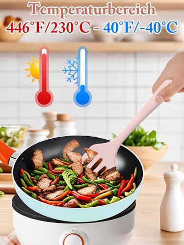 Kitchen Utensil Set,5 Pcs Mini Silicone Cooking Utensils Sets,Heat Resistant Non Stick Kitchens Gadgets BPA-Free Spatula Set,Kitchen Set for Cooking(Pink) - color: Pink