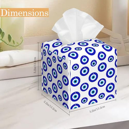 Evil Eye Tissue Box Cover,Tissue Box Holder Waterproof Leather Facial Paper Organizer Dispenser for Bathroom Home Car Nightstand Vanity - color: Evil Eye