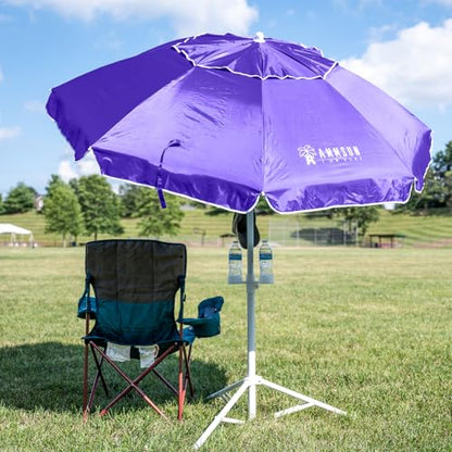 AMMSUN Shade Umbrella, Premium Portable Umbrella with Stand, 6.5ft Lightweight Free Standing Canopy for Sporting Games, Adjustable Instant Sun Protection and Easy to Carry, Purple - color: Purple