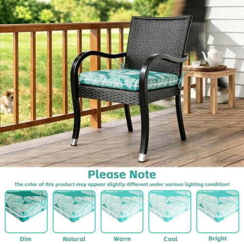 COZYVIDA Outdoor Chair Cushions Set of 4, 20"x20" Square Seat Pads with Tie Straps and YKK Zippers, 35D High-Density Foam, Water-Resistant Fabric,UV-Resistant 1000+ Hrs - color: Print 034