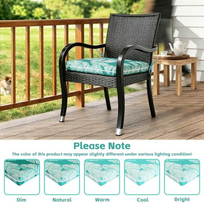 COZYVIDA Outdoor Chair Cushions Set of 4, 20"x20" Square Seat Pads with Tie Straps and YKK Zippers, 35D High-Density Foam, Water-Resistant Fabric,UV-Resistant 1000+ Hrs - color: Print 034