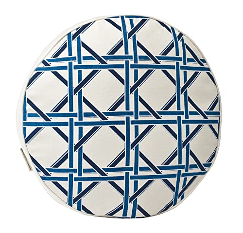 Greendale Home Fashions Blue Cane 15-inch Round Cotton Canvas Throw Pillow - color: Blue Cane