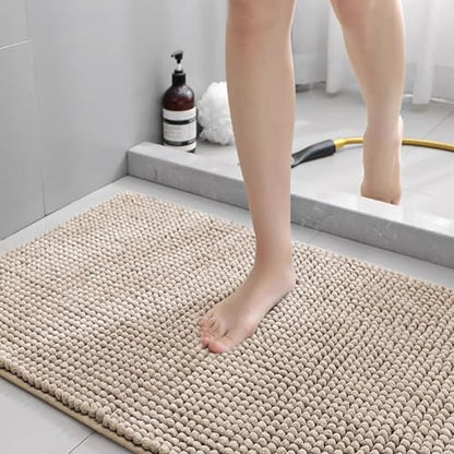 Chenilles Absorbent Bath Mat Rug Floor Carpet for Bathroom and Entryway with Nonslip Backing, Quick Drying Easy to - color: Blue 50cmx80cm
