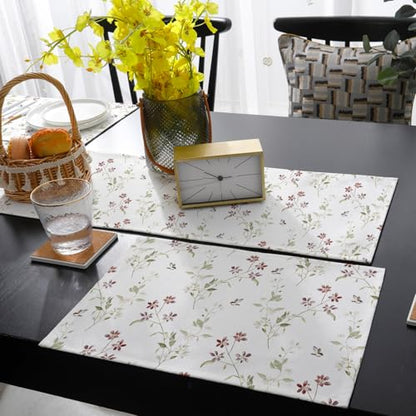 Table Runner and Placemats Set of 4 Flower Floral Branch Decorative Dining Table Runner with Matching Placemats Leaves Plant Nature Table Decor for Kitchen Dining Room and Everyday Use 13x90in - size: 13"x90"+4pcs
