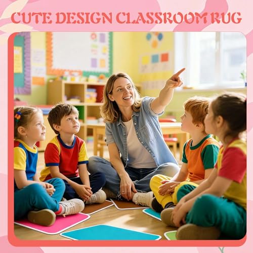 12Pcs Classroom Square Mat, Square Classroom Rug 12.5 * 16.5 Non-Slip Floor Mat Floor Cushion, Suitable for Classroom, Learning Spaces, Playroom and Educational Facilities - color: Square-wild