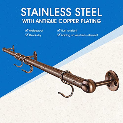 ROTHLEY 39.4 Inch Stainless Steel Wall Mounted Hanging Pot and Pan Rack with Adjustable S Hooks, Antique Copper - color: Antique Copper, size: 39.4 inch