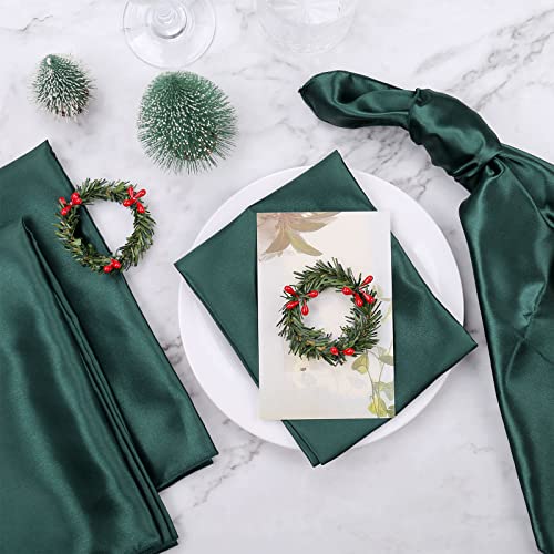 Christmas Napkin Rings Set of 12, Pine Needles Wreath with Red Berry Napkin Holder for Winter, Family Gathering, Banquet, Xmas Serviette Buckles for Table Setting (Pine Needles&Berry) - style: Pine Needles&Berry