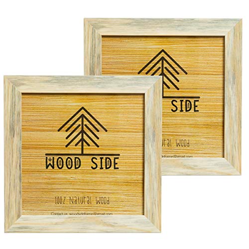Rustic Wooden Square Picture Frames 4x4 - Set of 2-100% Natural Solid Eco Wood with Real Glass for Wall Mounting and Tabletop Display Unfinished Photo Frame - color: Natural