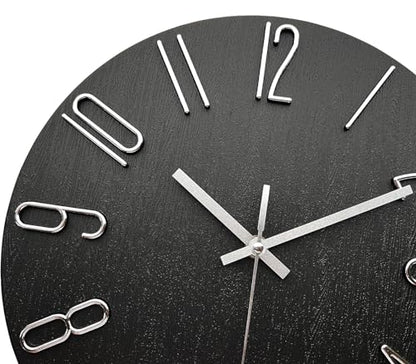 AIRUIFU Wall Clock 12 Inch Silent Non-Ticking Modern Clocks Battery Operated - Analog Small Classic for Office, Home, Bathroom, Kitchen, Bedroom, School, Living Room(Black) - color: Black