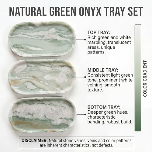 YKAJO Botanical Green Oval Marble Tray, 11.8x5.9 Vanity Perfume Organizer | Honed natural stone; jewelry & trinket dish, ring & key holder, soap & candle catchall; bath counter, dresser, coffee table - color: Botanical Green, size: 11.8" x 5.9" x 0.6"