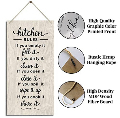 HiLus Rustic Kitchen Sign, Funny Farmhouse Kitchen Decor, Wooden Wall Art Sign, 12" x 6" x0.12" inches - color: Home 26