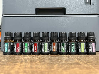 Ultimate Aromatherapy Diffuser & Essential Oil Set - Ultrasonic Top 10 Oils Modern with 4 Timer 7 Ambient Light Settings Therapeutic Grade Lavender