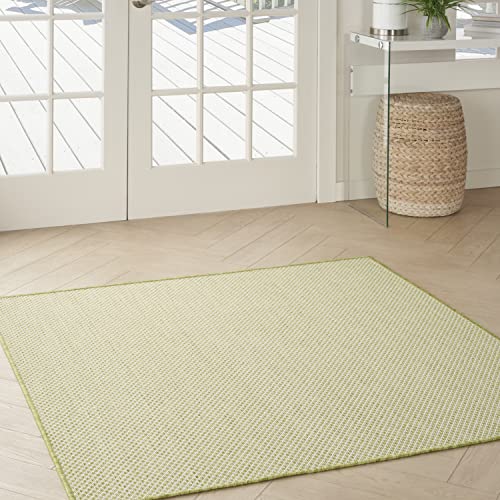 Nourison Home Courtyard Ivory Green 4' x Square Area Rug - Easy Clean, Non Shedding, Bed Room, Living Room, Dining Room, Kitchen (4' x Square) - color: Ivory Green, size: 4' x 4' (Square)
