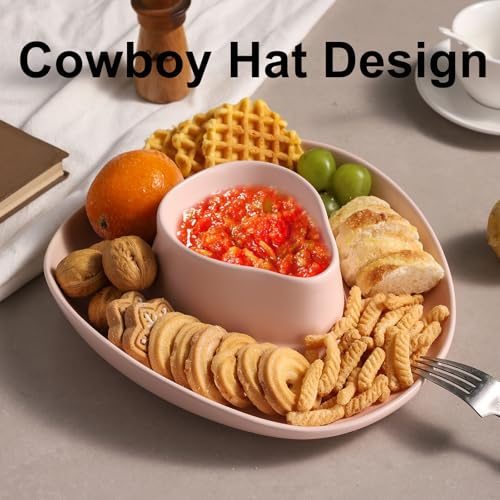 Chip and Dip Serving Set Bowl Cowboy Hat Chips and Salsa Serving Pink - color: Pure pink