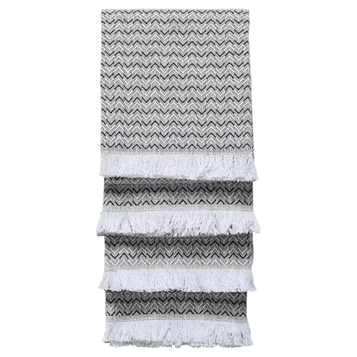 TWINY threads 4Pc 100% Cotton Kitchen Towels, 16"x26", Quick Dry, Black | Chevron Weave Dish Cloths & Rags, Soft, Washable, Reusable, Absorbent Tea Towel for Baking, Cleaning, Wiping & Drying Use - color: Chevron, Black, size: 26" x 16" (Set of 4)