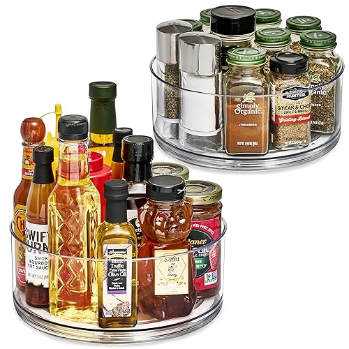 Sorbus 9 Inch Clear Lazy Susan Organizer, Turntable Organizer for Spice Organization for Cabinet, Lazy Susan Turntable for Kitchen, Home, Office, Closet, Classroom, Laundry Room Organization (2-Pack) - size: Tall 2 Pack