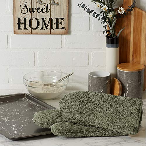 DII Basic Terry Collection 100% Cotton Quilted, Oven Mitt, Artichoke, 2 Piece - color: Artichoke, size: Oven Mitt