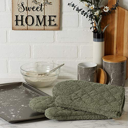 DII Basic Terry Collection 100% Cotton Quilted, Oven Mitt, Artichoke, 2 Piece - color: Artichoke, size: Oven Mitt