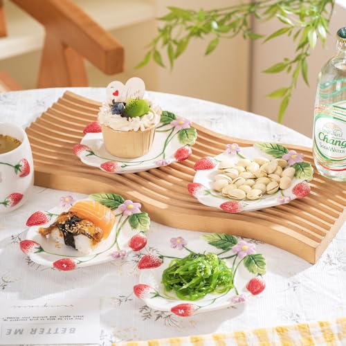 Noviko Strawberry Tea Cup with Saucer Ceramic Strawberry Coffee Mug (1, A)
