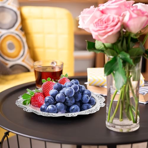 Luxshiny 2 Pcs Elegant Iron Serving Tray Decorative Dessert Serving Platter for Snacks Fruit Jewelry Display Party Wedding Home Table Decor