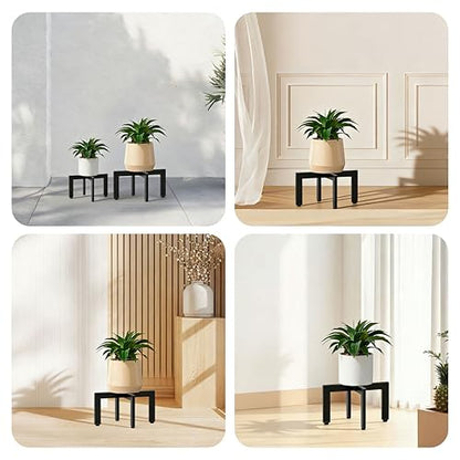 4-Pack Plant Stand Indoor Outdoor with Adjustable Feet, Black | Heavy Duty Metal Construction, Fits 5-13 Inch Pots, Includes 2 Large & 2 Medium, Easy Assembly, Pots Not Included - size: 4 Pack - Large & Medium